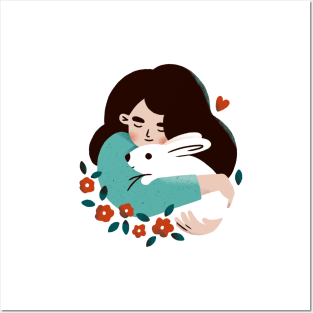 Rabbit Hug Posters and Art